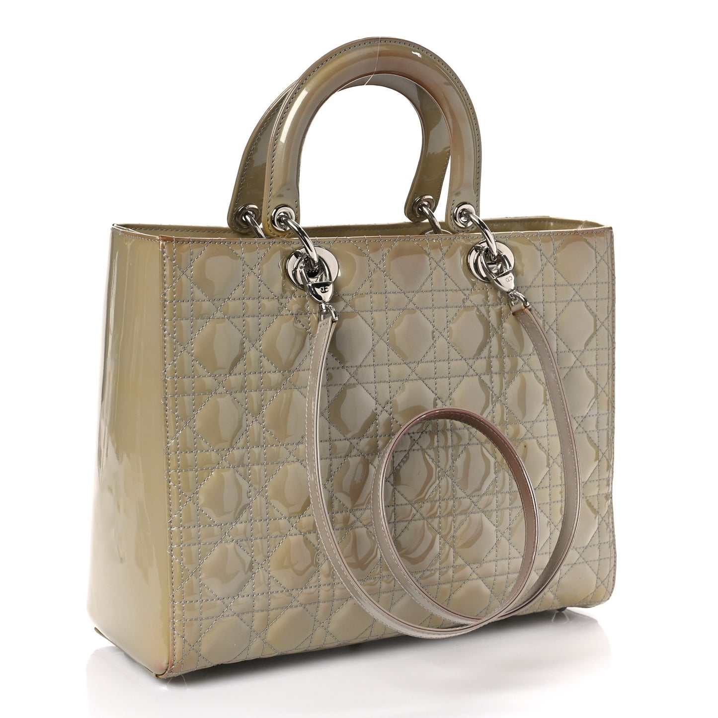 Patent Cannage Large Lady Dior Grey