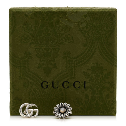 Gucci Sterling Silver Pink Mother of Pearl Flower Marmont Double G Earrings 5 of 5
