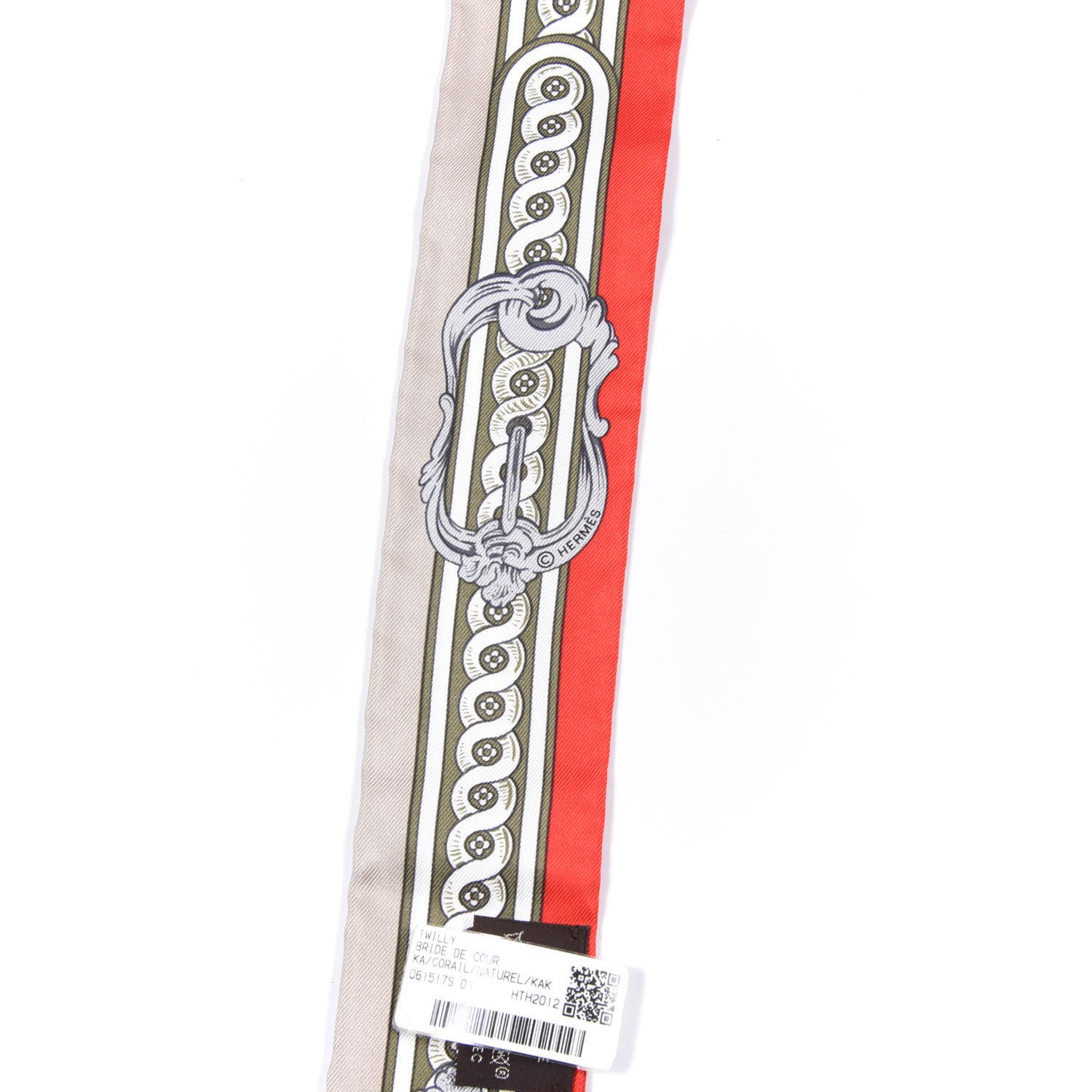 Hermes Silk Bride De Cour Twilly Corail Naturel Kaki 3 of 4
