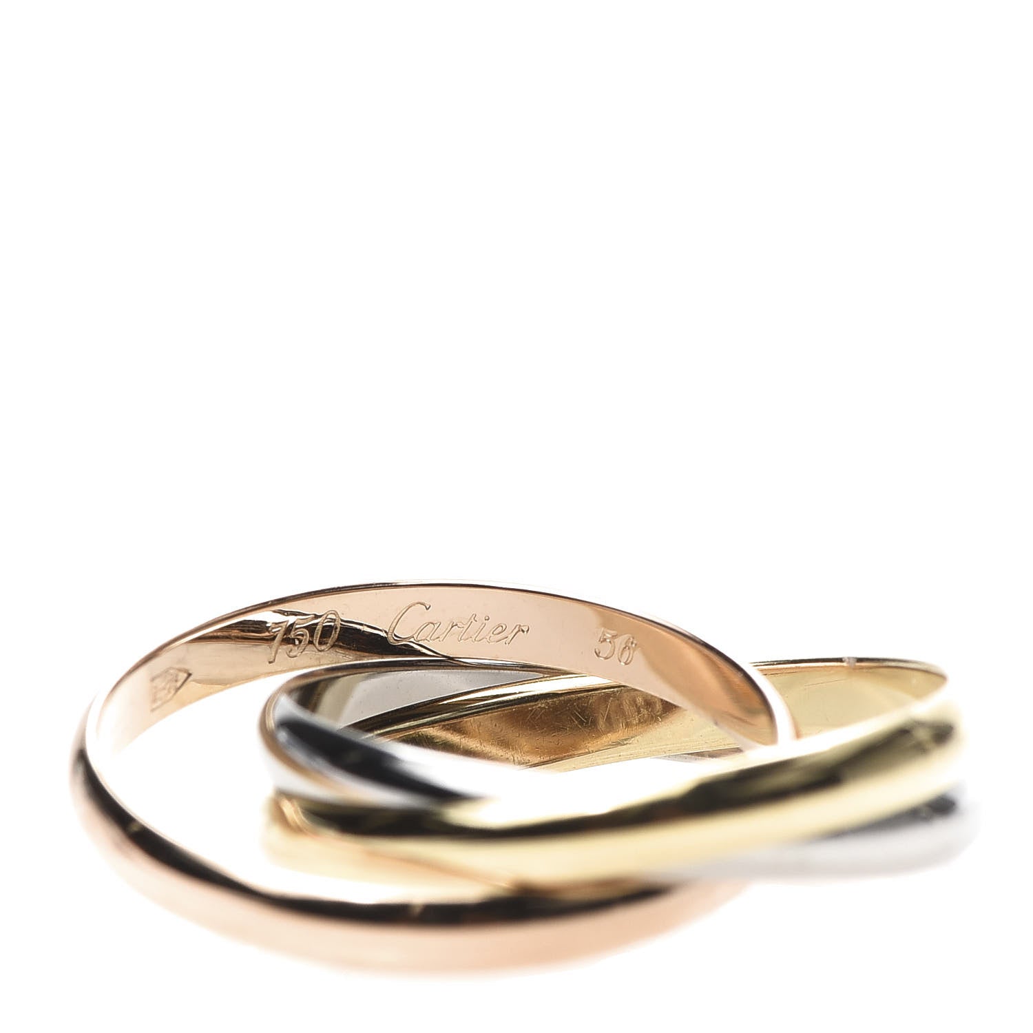 Cartier 18K Pink Yellow White Gold Small Trinity Ring 56 7.75 5 of 5