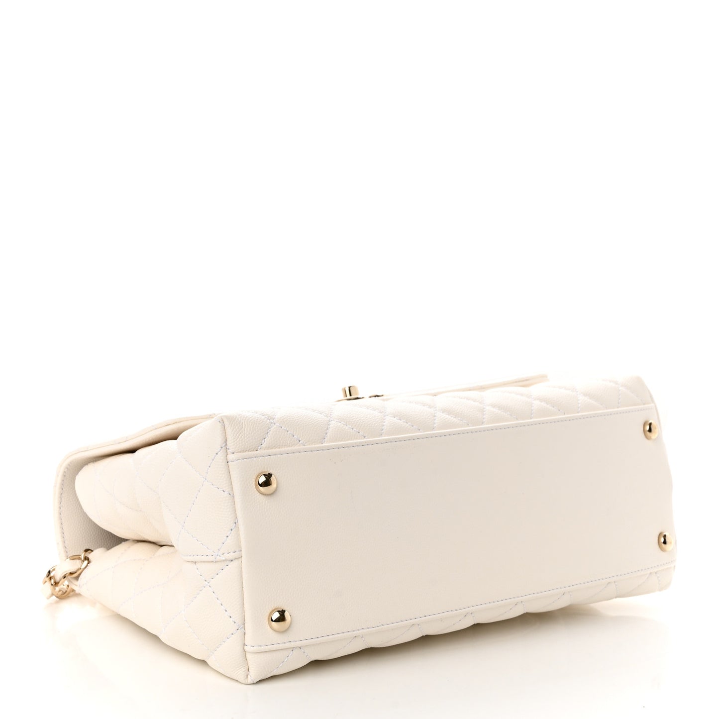 Caviar Quilted Small Coco Handle Flap White