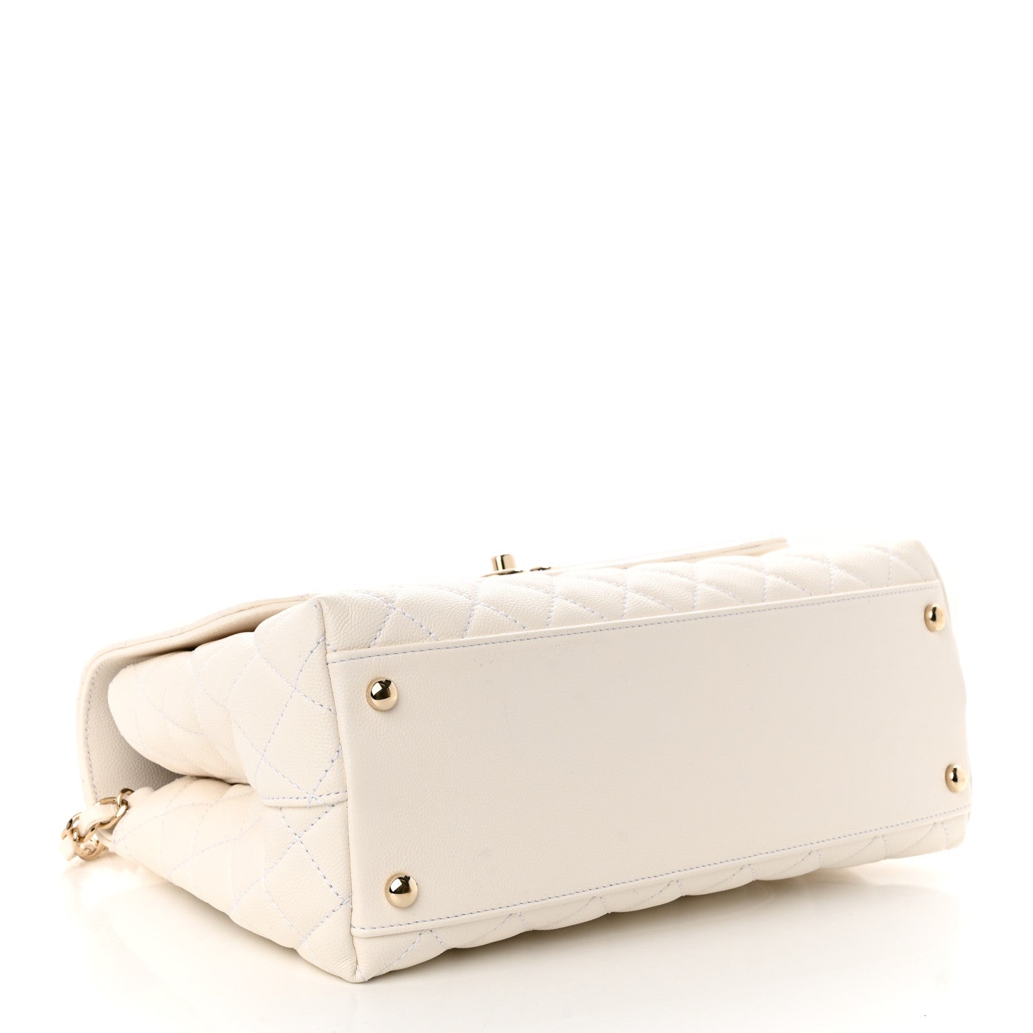 Chanel Caviar Quilted Small Coco Handle Flap White 4 of 10