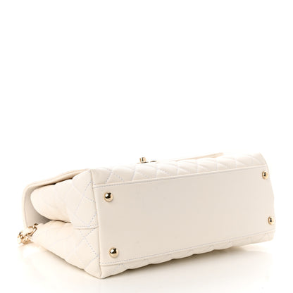 Chanel Caviar Quilted Small Coco Handle Flap White 4 of 10