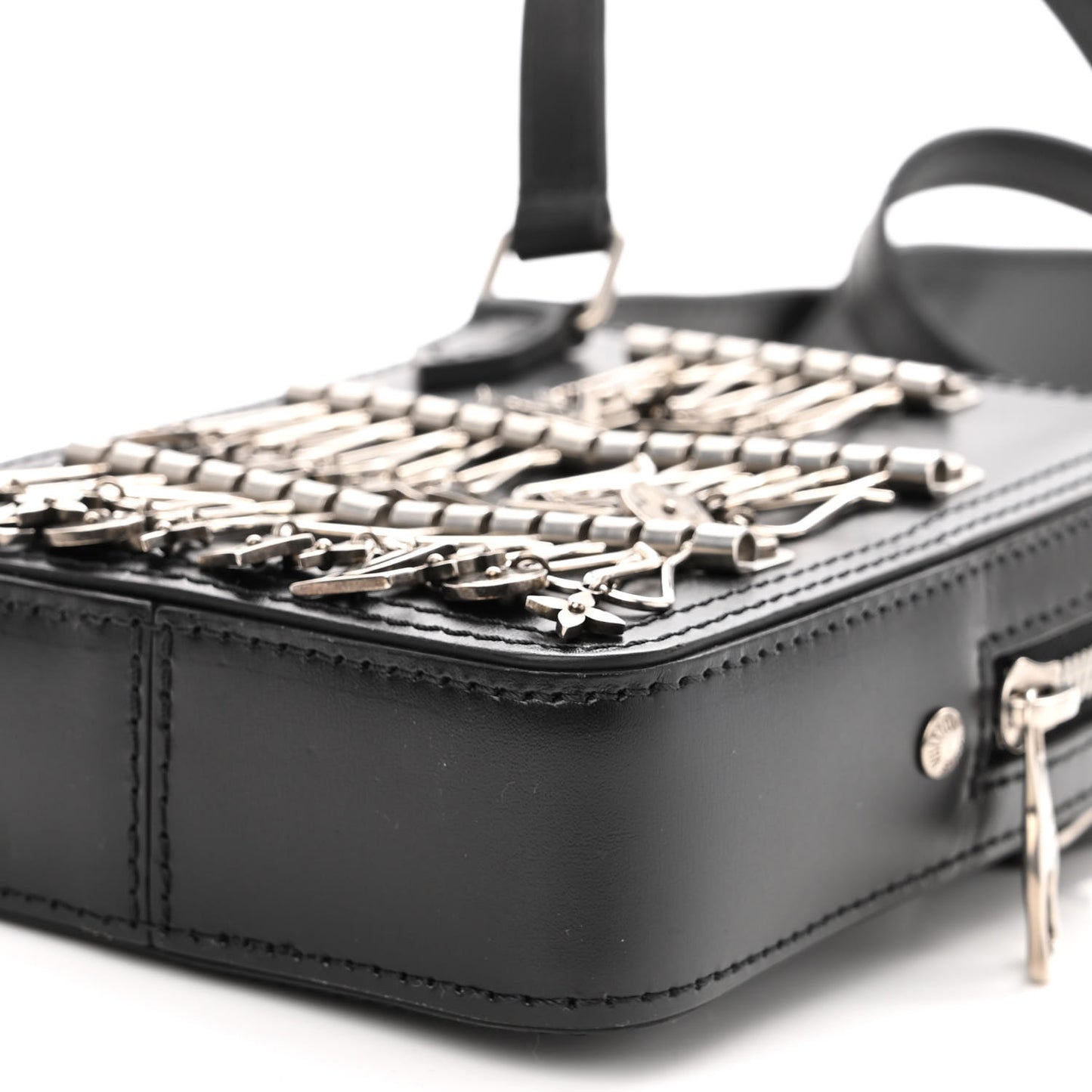 Calfskin Flower Charms Danube Messenger Black