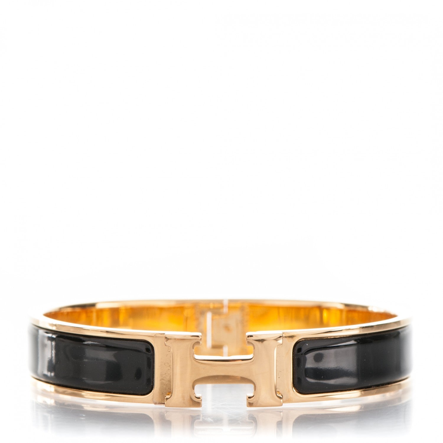 Hermes Enamel Narrow Clic Clac H Bracelet GM Black 1 of 4