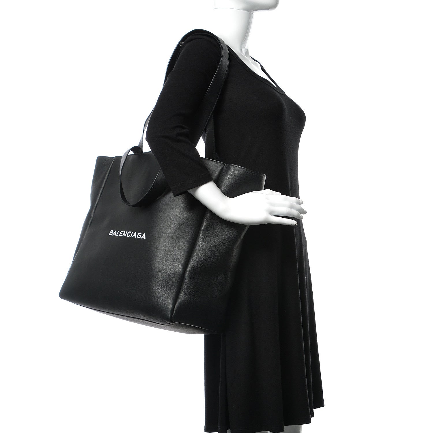 Balenciaga Calfskin Logo Medium Tote Black 3 of 11