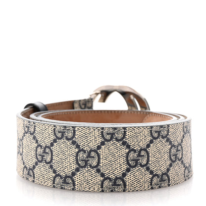 Gucci GG Supreme Monogram Selleria Calfskin Interlocking G 40mm Belt 90 36 Navy 2 of 5
