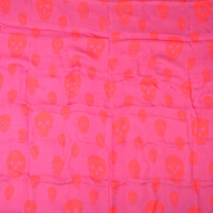 Alexander McQueen Silk Chiffon Skull Scarf Pink Orange 4 of 8