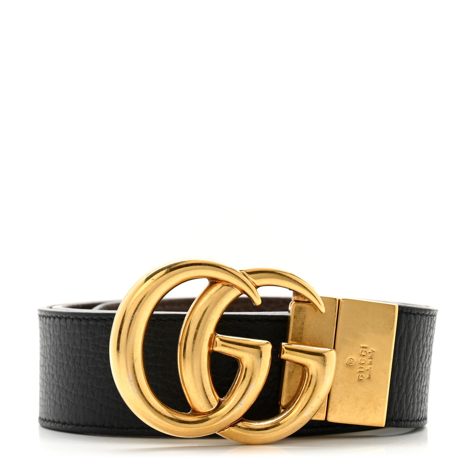 Gucci Calfskin Double G Reversible 37mm Belt 80 32 Black Cocoa 1 of 10