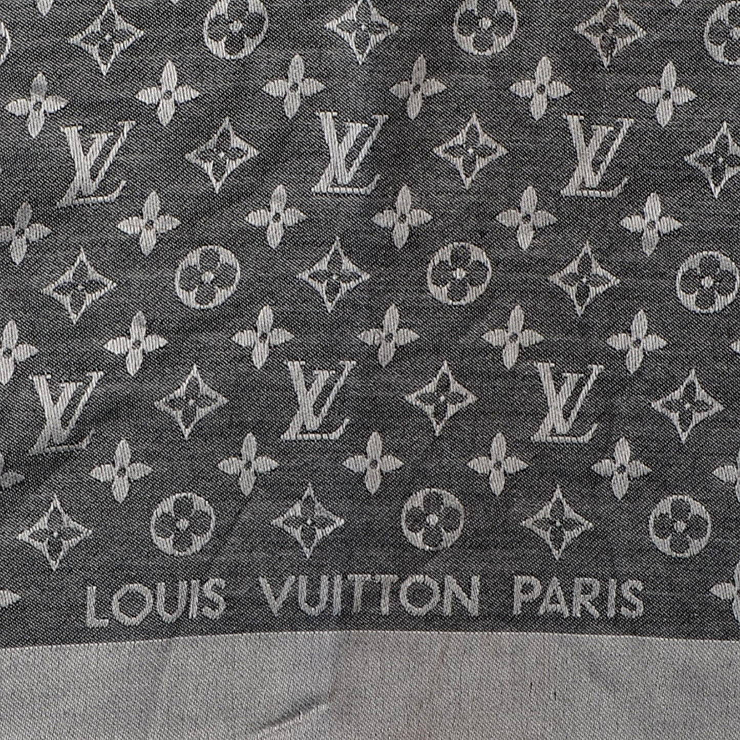 Silk Wool Monogram Denim Shawl Black