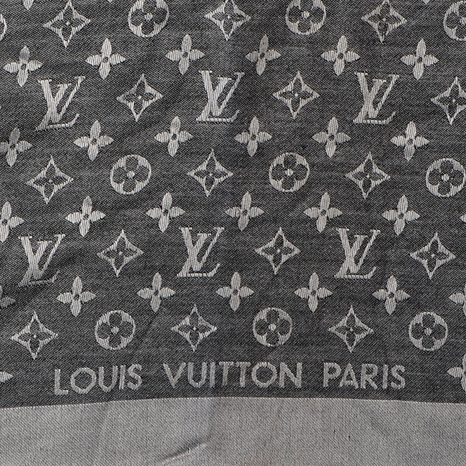 Louis Vuitton Silk Wool Monogram Denim Shawl Black 4 of 5
