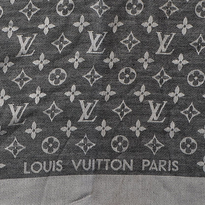 Louis Vuitton Silk Wool Monogram Denim Shawl Black 4 of 5