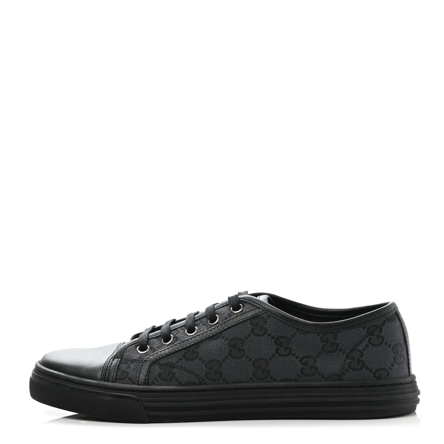 GG Monogram Calfskin Womens Low Top Sneakers 38.5 Piombo Black