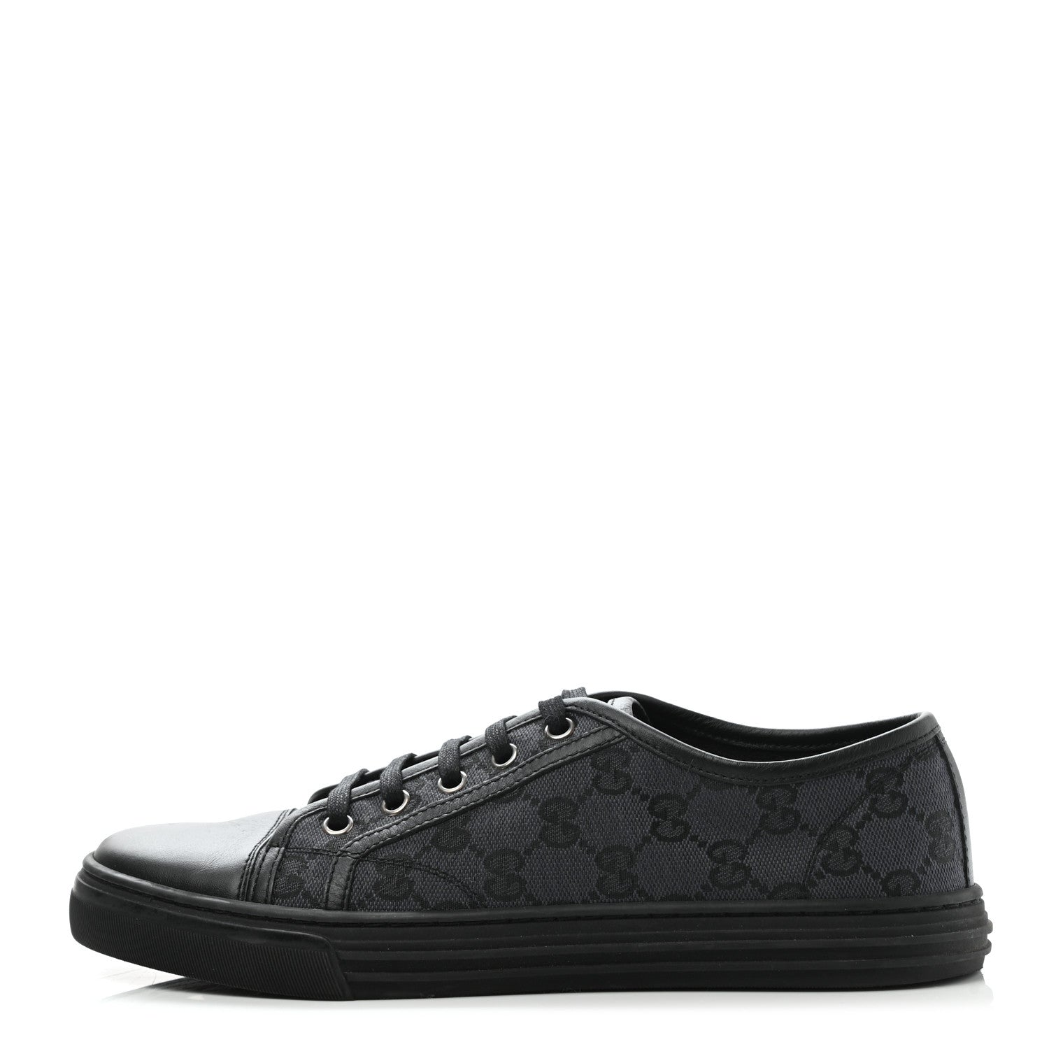 Gucci GG Monogram Calfskin Womens Low Top Sneakers 38.5 Piombo Black 1 of 11