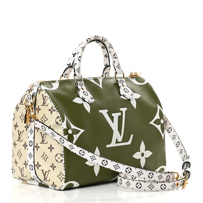 Louis Vuitton Monogram Giant Speedy Bandouliere 30 Kaki Beige 3 of 11