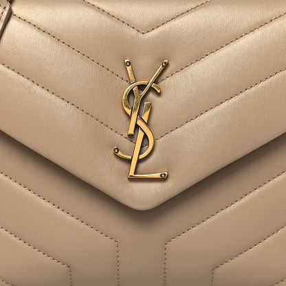 Saint Laurent Calfskin Y Quilted Monogram Small Loulou Chain Satchel Dark Beige 9 of 11