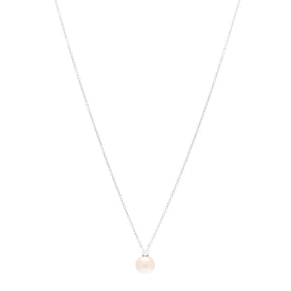Tiffany 18K White Gold Diamond Akoya Cultured Pearl 7-7.5mm Signature Pendant Necklace 1 of 7