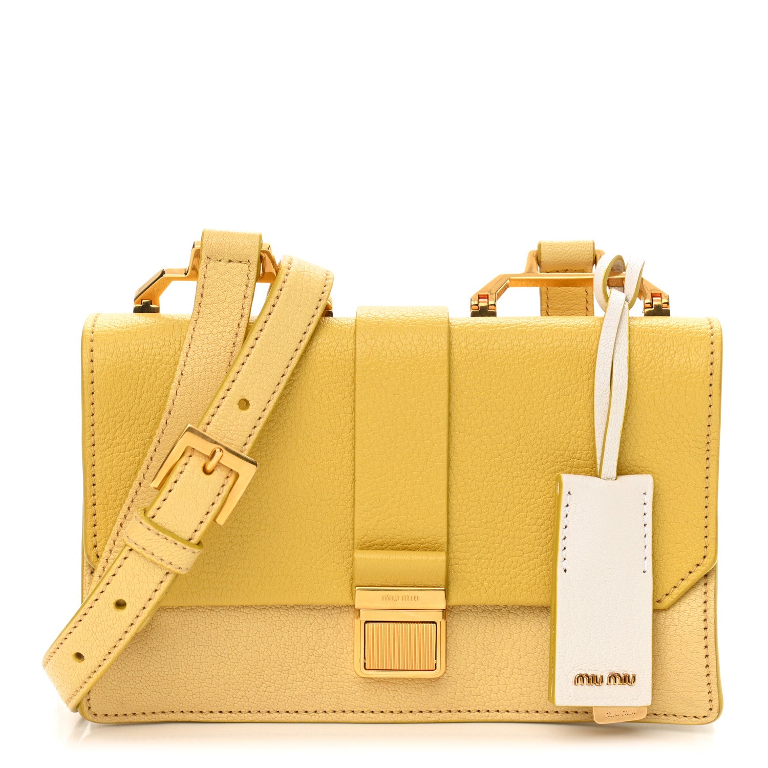 Miu Miu Goatskin Bandoliera Madras Bi-Color Shoulder Bag Yellow 1 of 11
