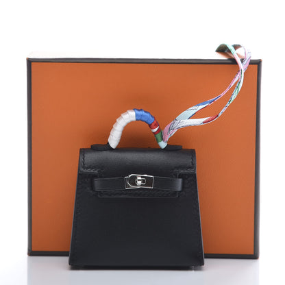 Hermes Tadelakt Mini Kelly Twilly Bag Charm Black 5 of 5