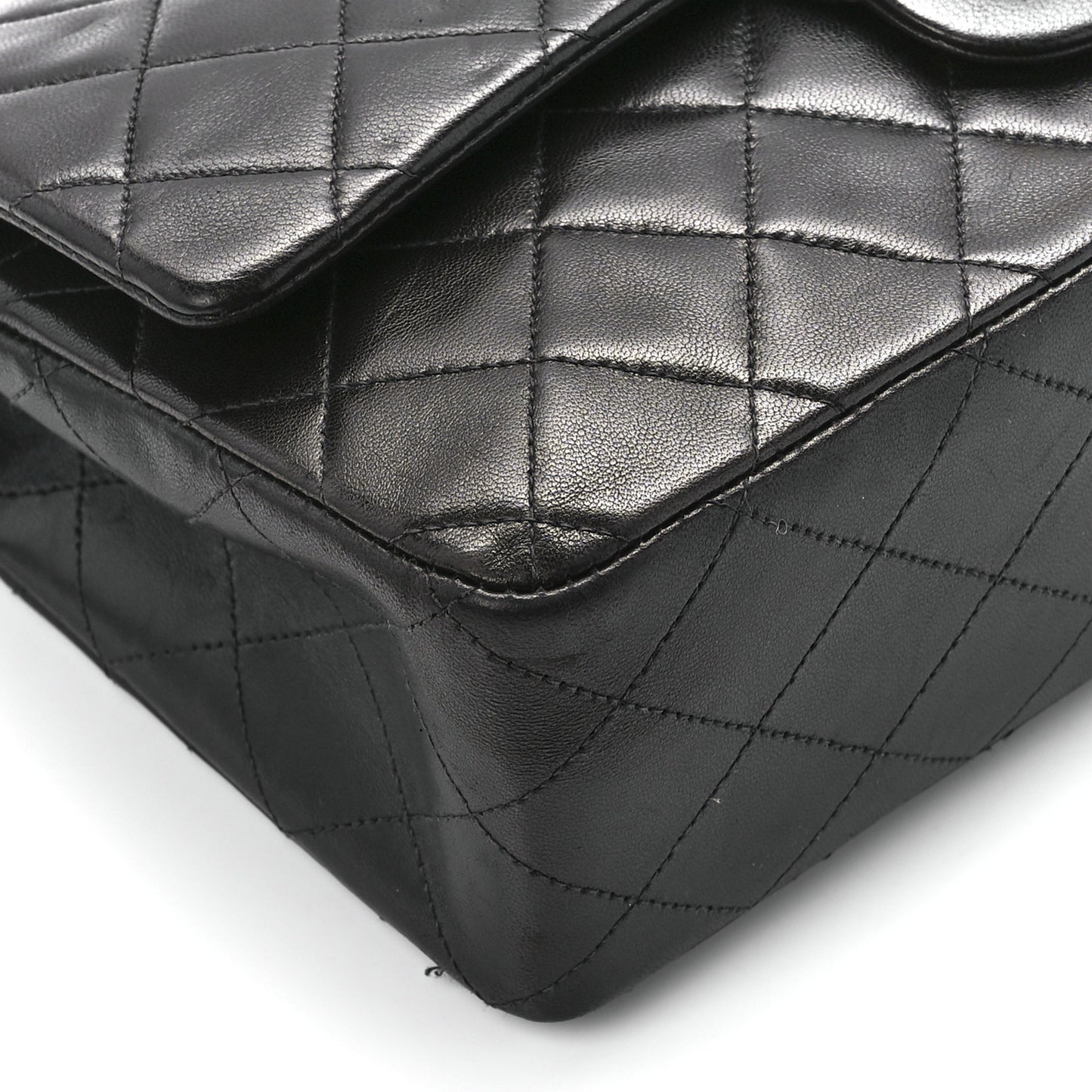 Lambskin Quilted Medium Double Flap Black