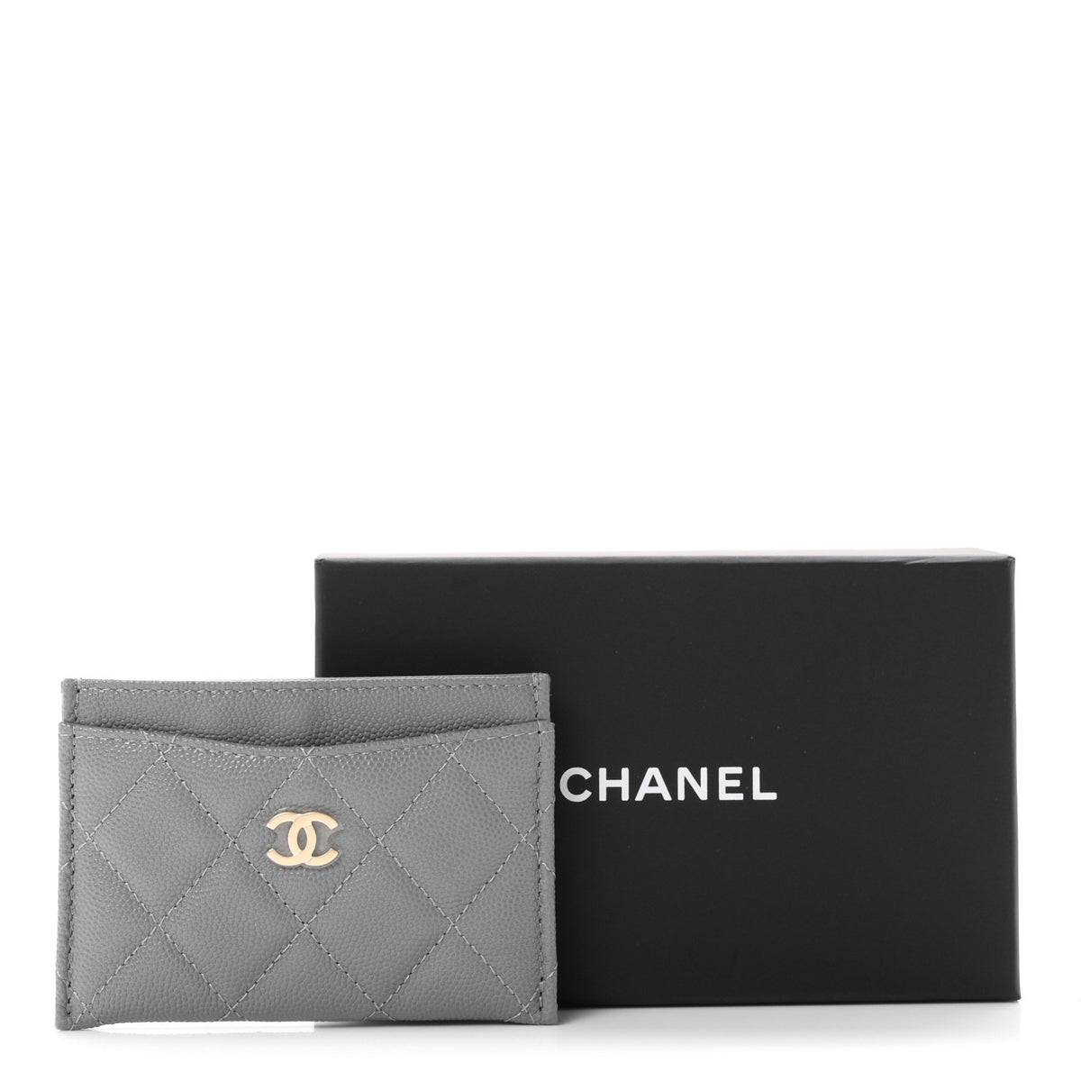Chanel Caviar Quilted Card Holder Grey 9 of 9