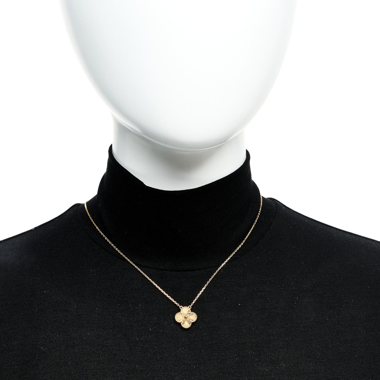 18K Yellow Gold Guilloché Vintage Alhambra Pendant Necklace