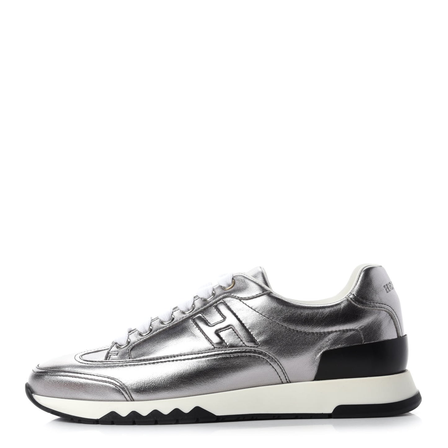 Metallic Nappa Womens Trail Sneakers 36 Gris Argente