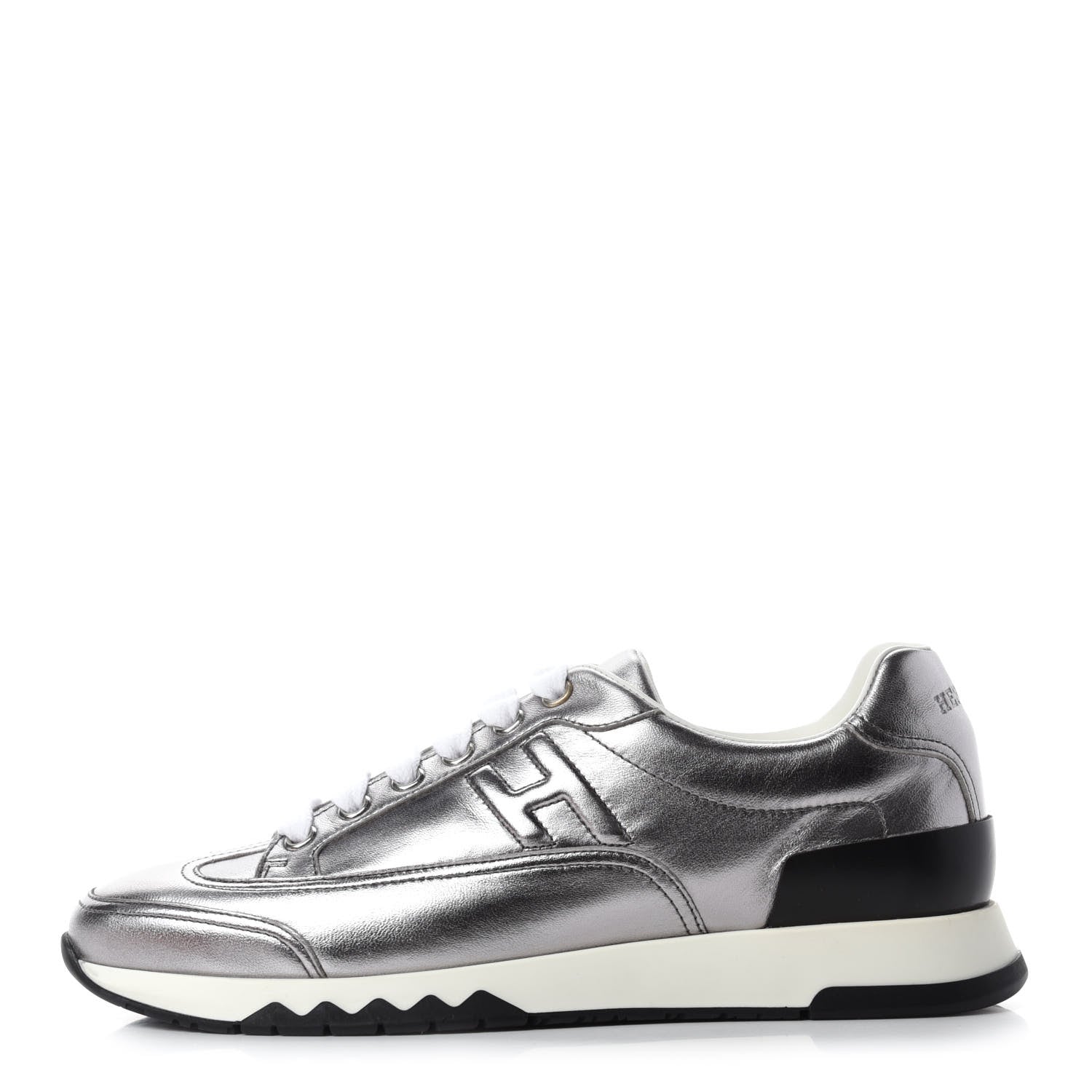 Hermes Metallic Nappa Womens Trail Sneakers 36 Gris Argente 1 of 9