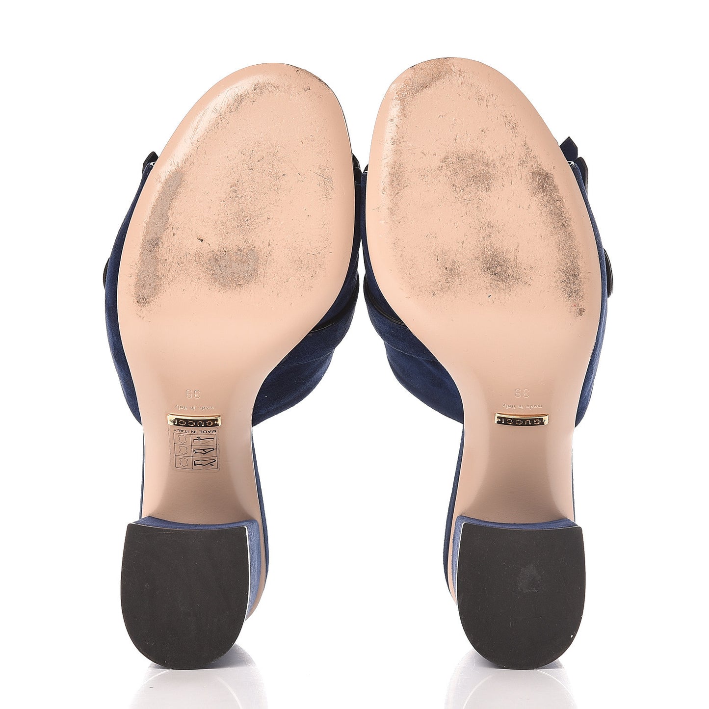 Kid Scamosciato GG Marmont Fringe 75mm Slide Sandals 39 Blue Ink