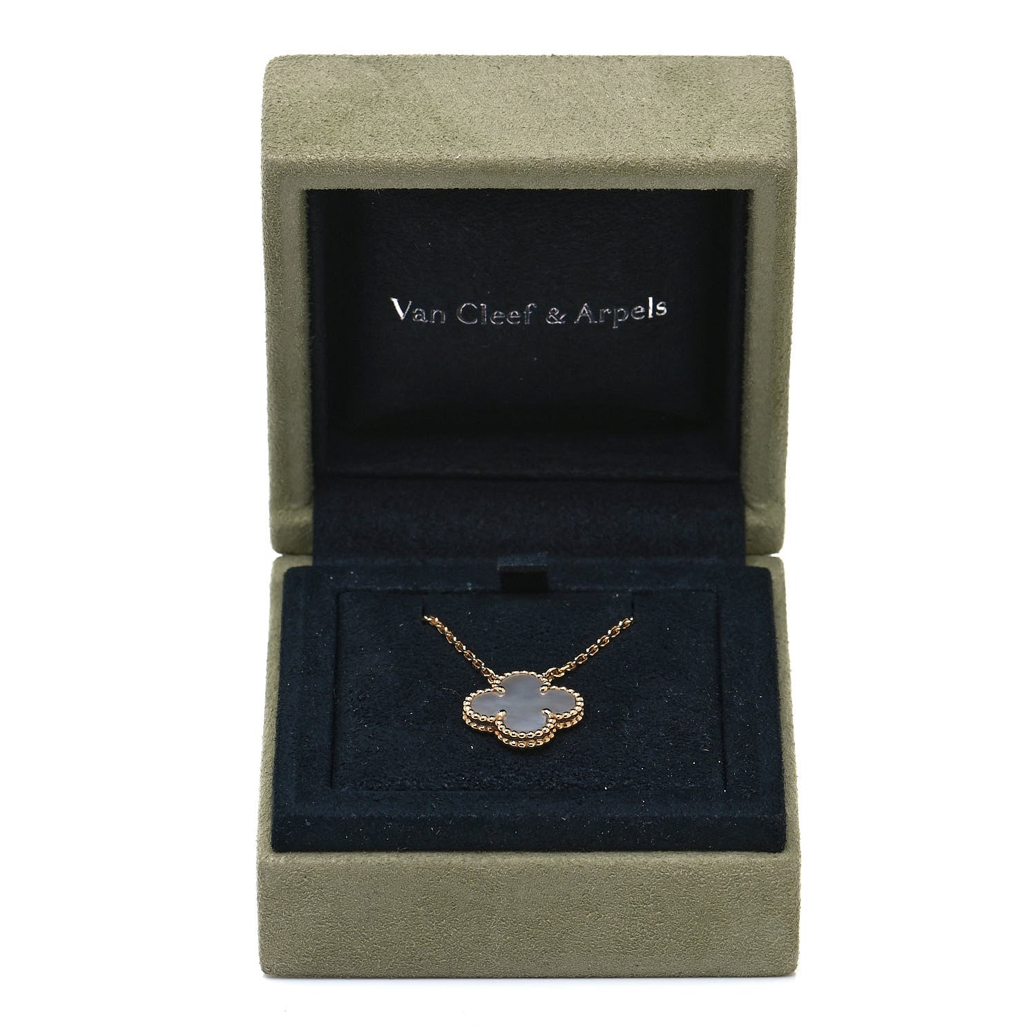 Van Cleef & Arpels 18K Yellow Gold Mother of Pearl Vintage Alhambra Pendant Necklace 6 of 6