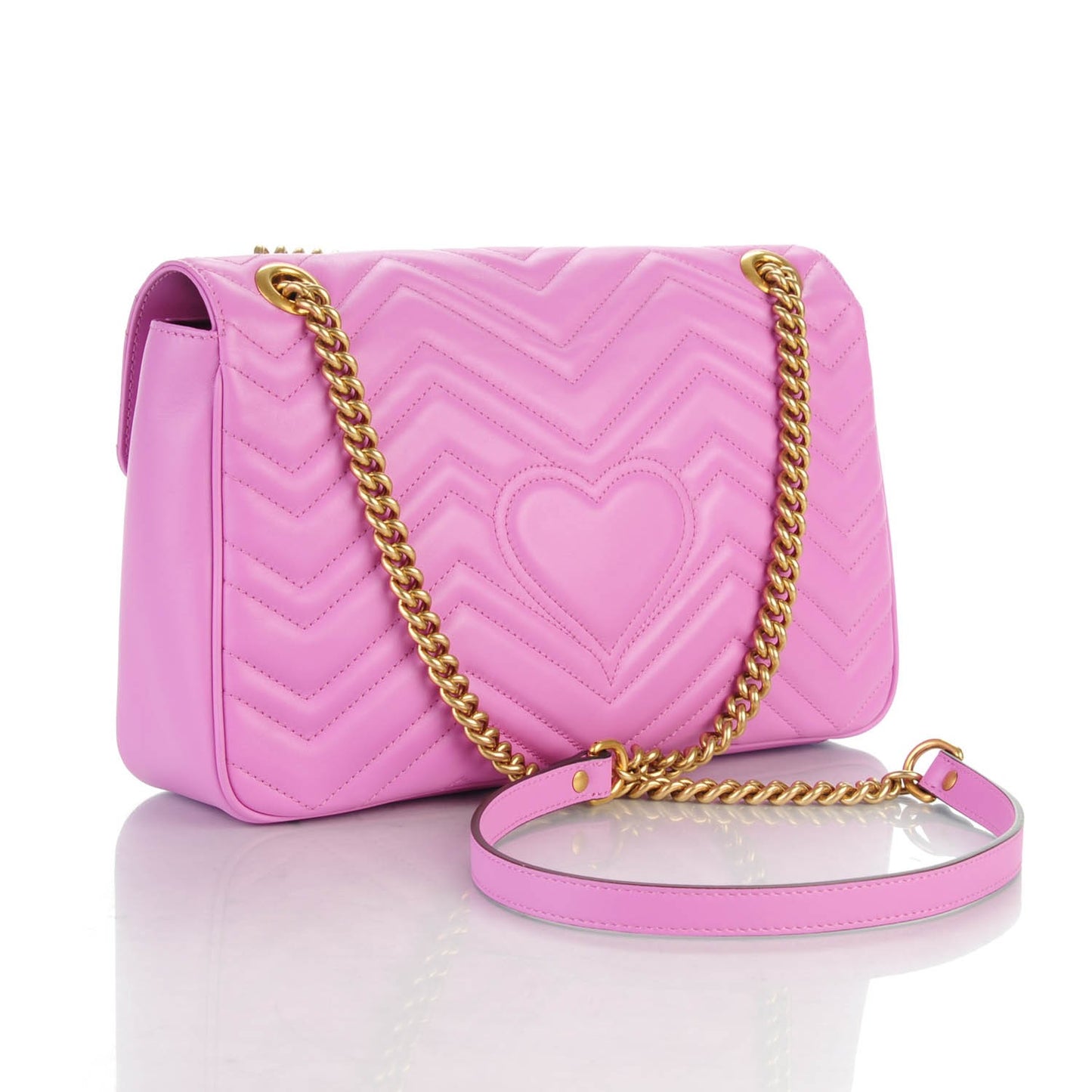 Calfskin Matelasse Medium GG Marmont Shoulder Bag Candy Mousse