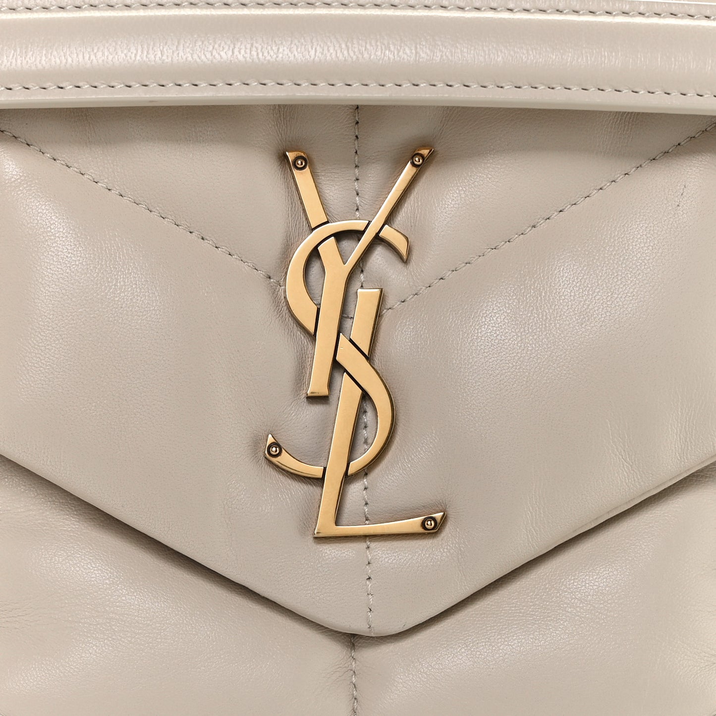 Lambskin Quilted Small Loulou Puffer Monogram Chain Satchel Blanc Vintage