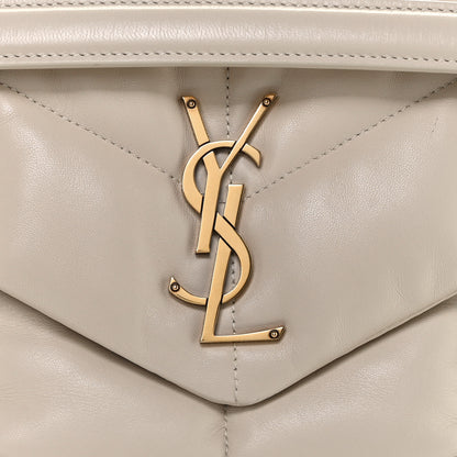 Saint Laurent Lambskin Quilted Small Loulou Puffer Monogram Chain Satchel Blanc Vintage 10 of 14