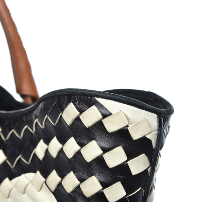 Bottega Veneta Nappa Intrecciato Shopper Tote Black White 15 of 16