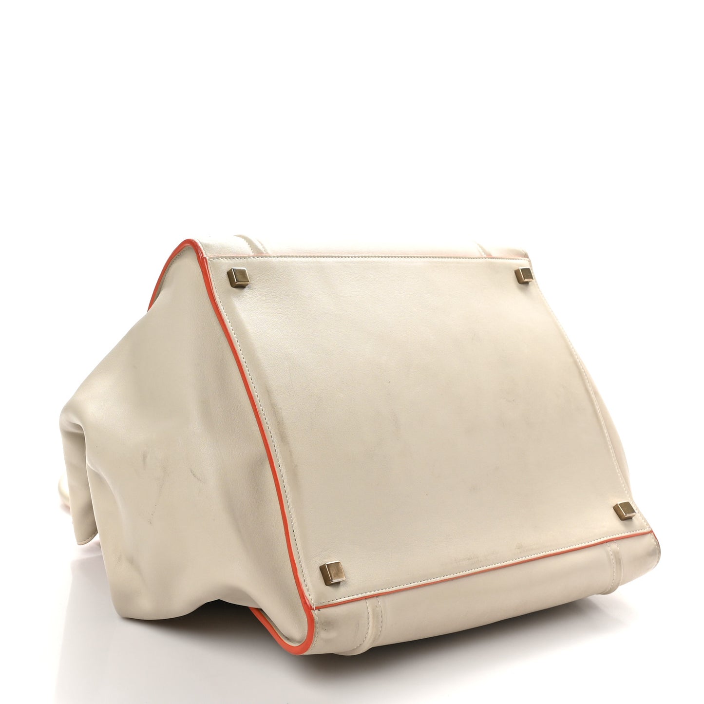Smooth Calfskin Medium Phantom Luggage Chalk Orange Trim