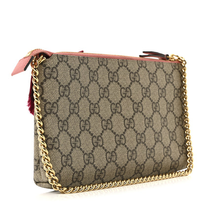 Gucci GG Supreme Monogram Face Embroidered Wrist Wallet Pink 3 of 14