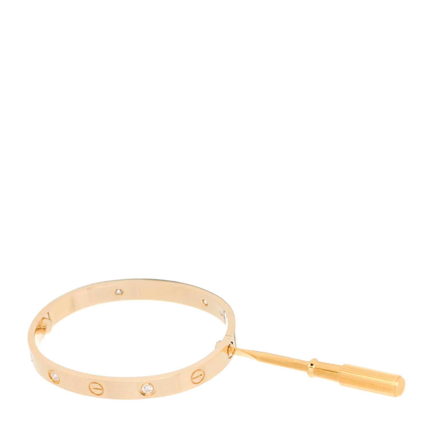 Cartier 18K Yellow Gold 4 Diamond LOVE Bracelet 16 3 of 7