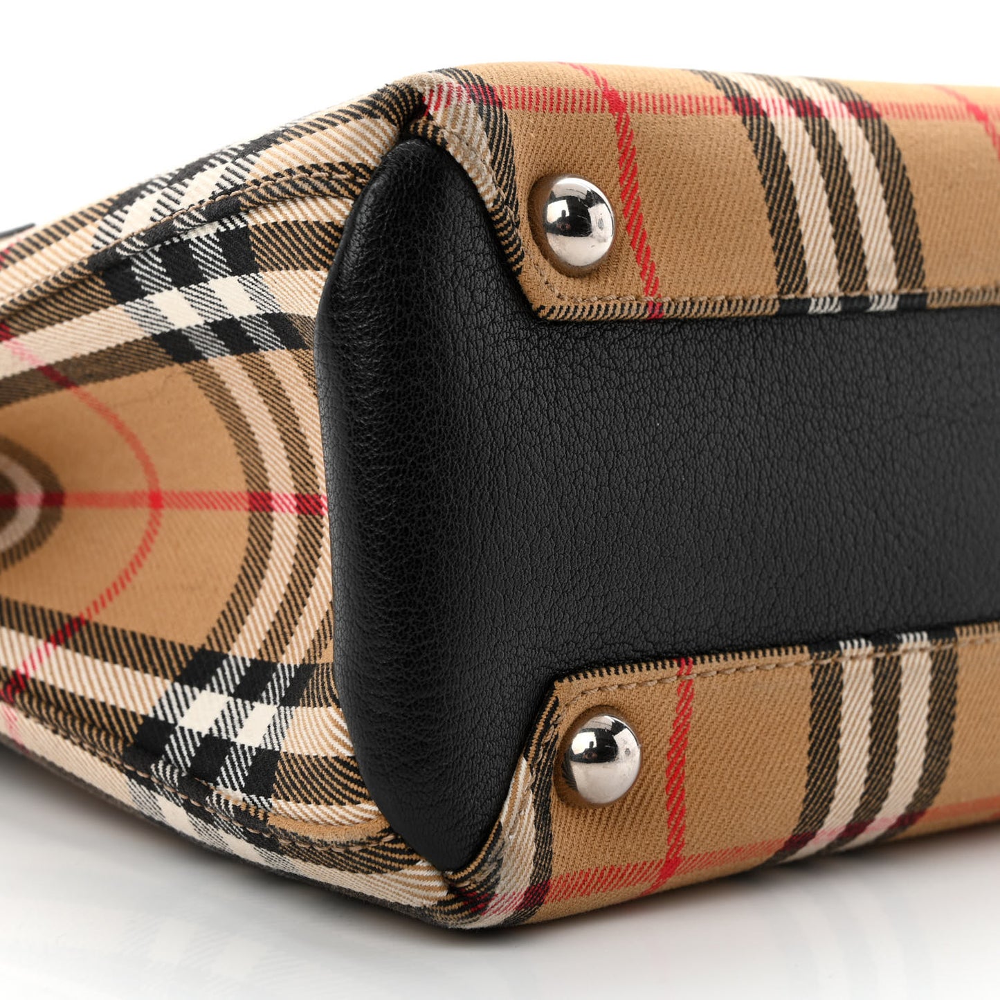 Goatskin Vintage Check Small Banner Tote Black