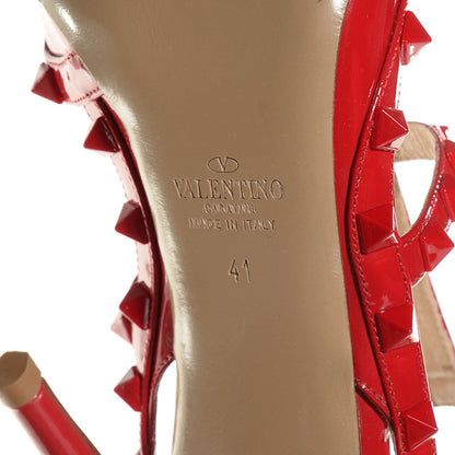 Valentino Garavani Patent Monochrome Rockstud Ankle Strap 100mm Pumps 41 Rosso Valentino 5 of 6