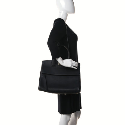 Salvatore Ferragamo Hammered Calfskin Medium Studio Bag Black 3 of 16
