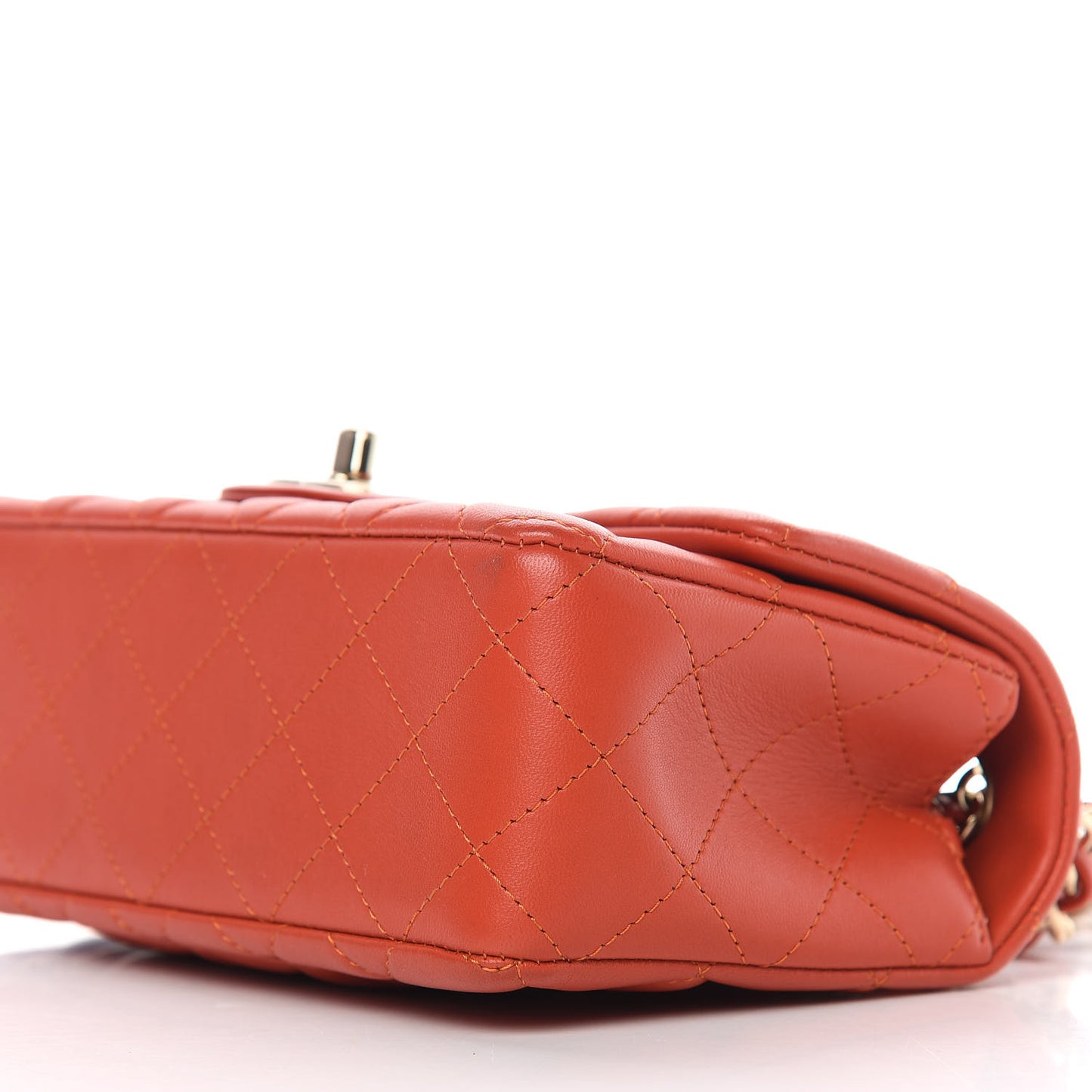 Lambskin Quilted Mini Rectangular Flap Orange