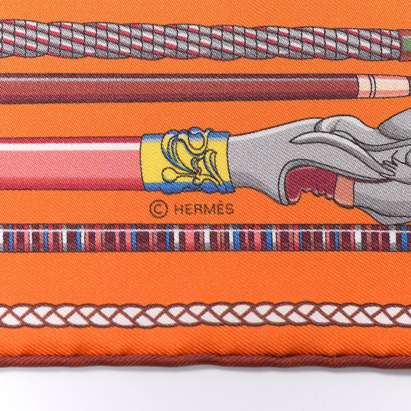 Silk Les Cannes Pocket Square Orange Gris Acajou
