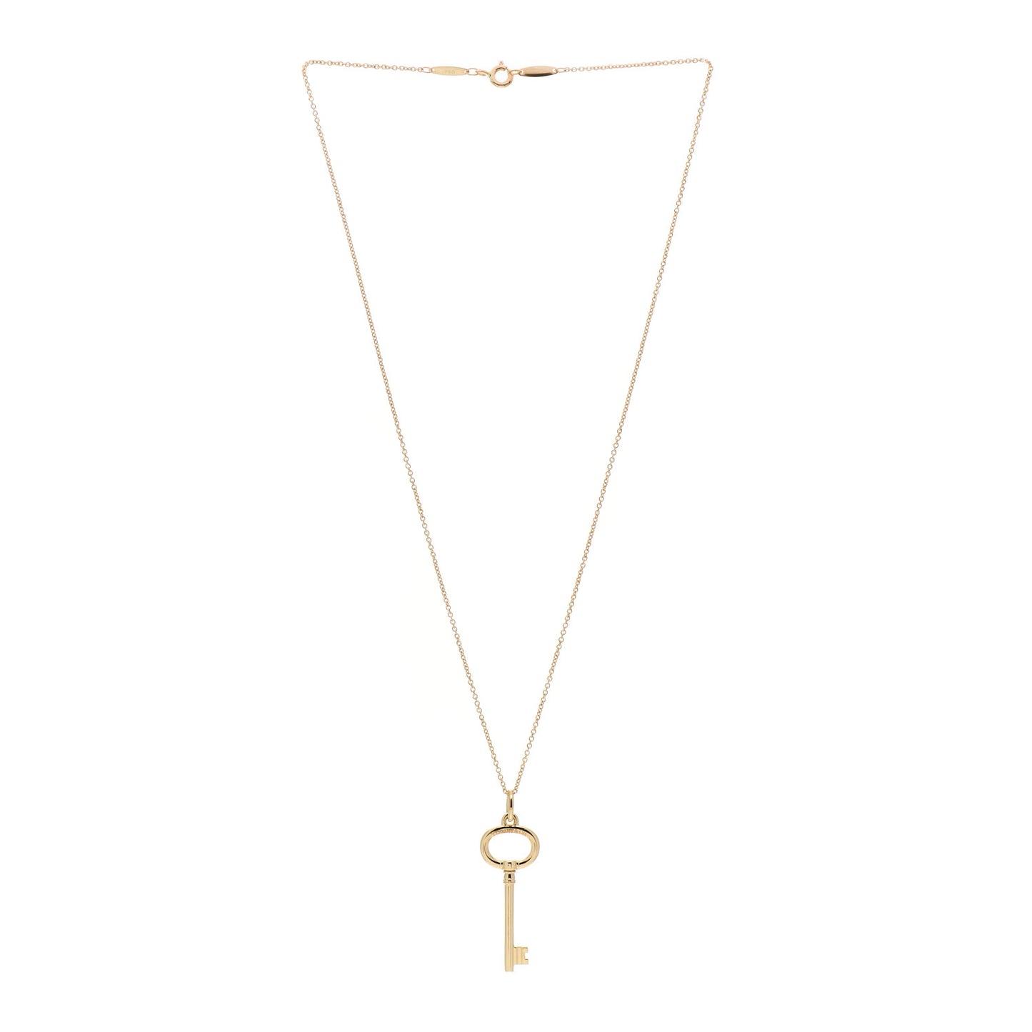 18K Yellow Gold Small Oval Key Pendant Necklace