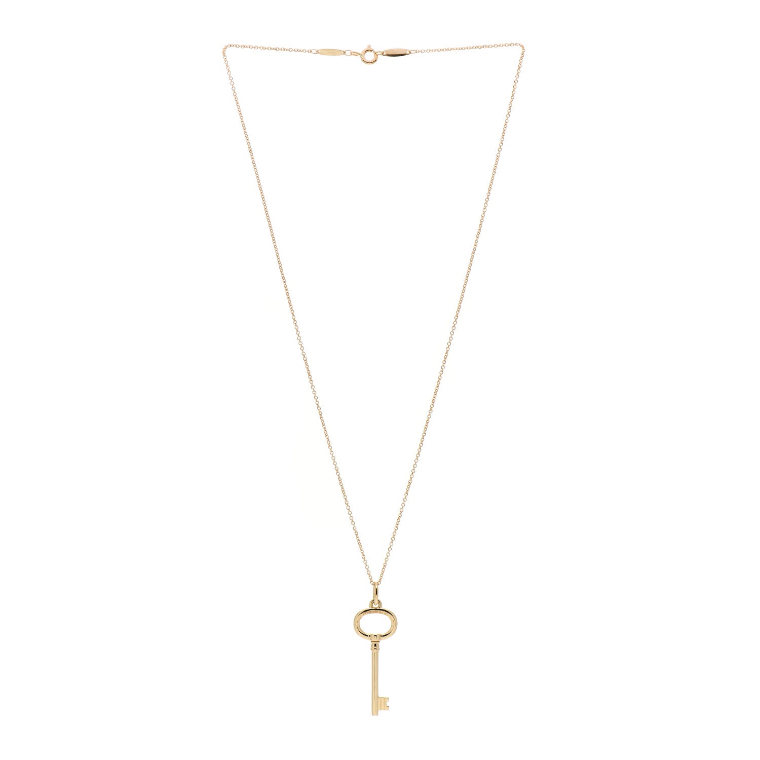 Tiffany 18K Yellow Gold Small Oval Key Pendant Necklace 2 of 3