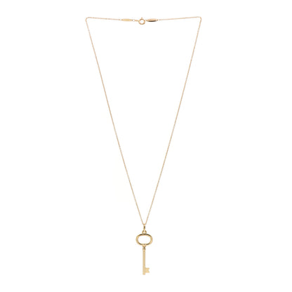 Tiffany 18K Yellow Gold Small Oval Key Pendant Necklace 2 of 3