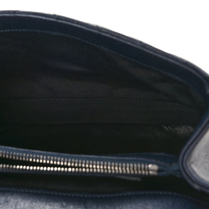 Saint Laurent Sheepskin Matelasse Chevron Monogram Medium College Bag Deep Marine 5 of 10