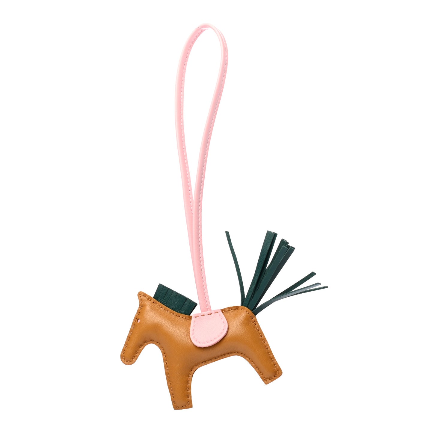 Milo Lambskin Grigri Rodeo Horse Bag Charm PM Sesame Malachite Rose Sakura