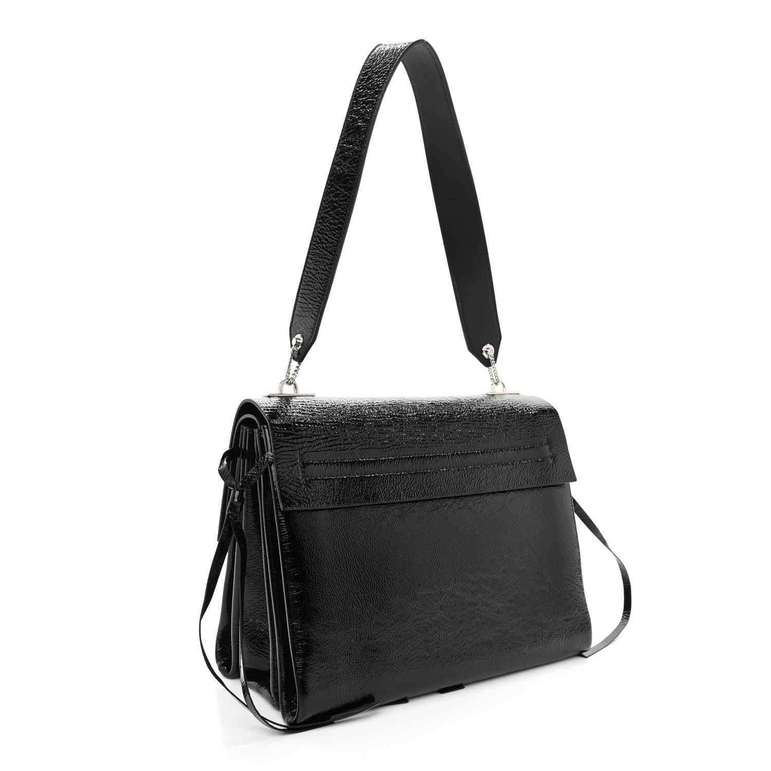 Valentino Garavani Textured Patent Calfskin Medium Vring Shoulder Bag Black 3 of 10