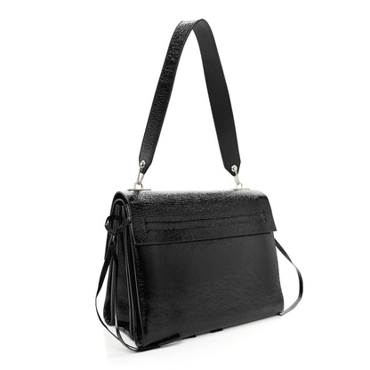 Valentino Garavani Textured Patent Calfskin Medium Vring Shoulder Bag Black 3 of 10