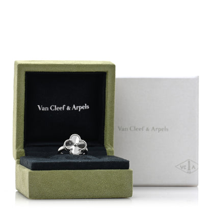 Van Cleef & Arpels 18K White Gold Guilloche Vintage Alhambra Ring 50 5.25 5 of 5